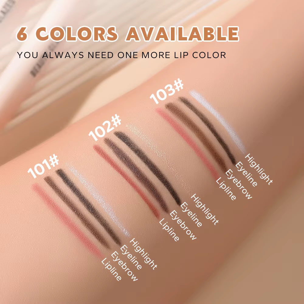Multi-Function Beauty Glazed 4-In-1 Makeup Pen Waterproof Cosmetic Pencil for Eyeliner Brow Lip Highlighter