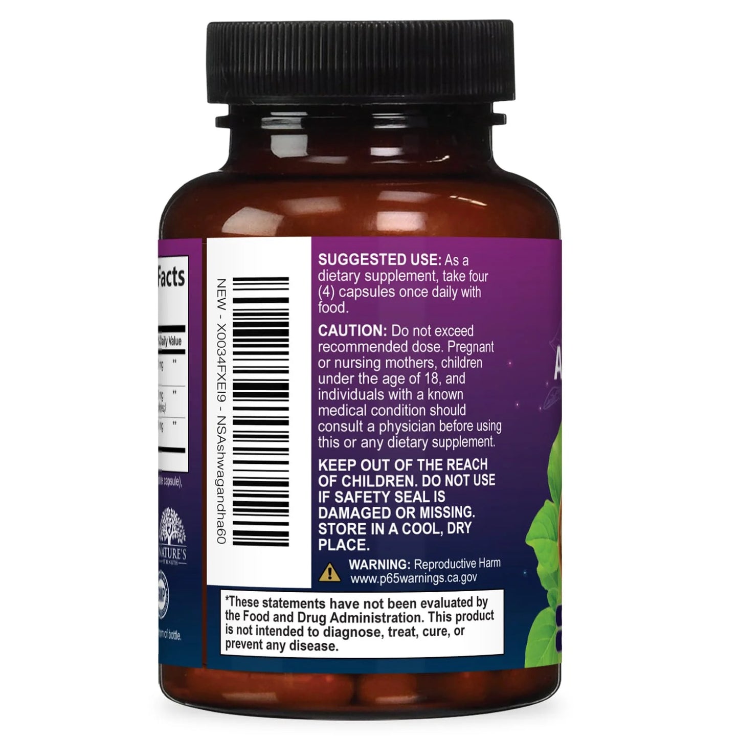 Ashwagandha Supplements 2100Mg - 3X Strength Ashwagandha Powder & Root Extract with Black Pepper for Max Absorption, Antioxidant Supplements for Women & Men, Vegan, Bottled in USA - 60 Capsules