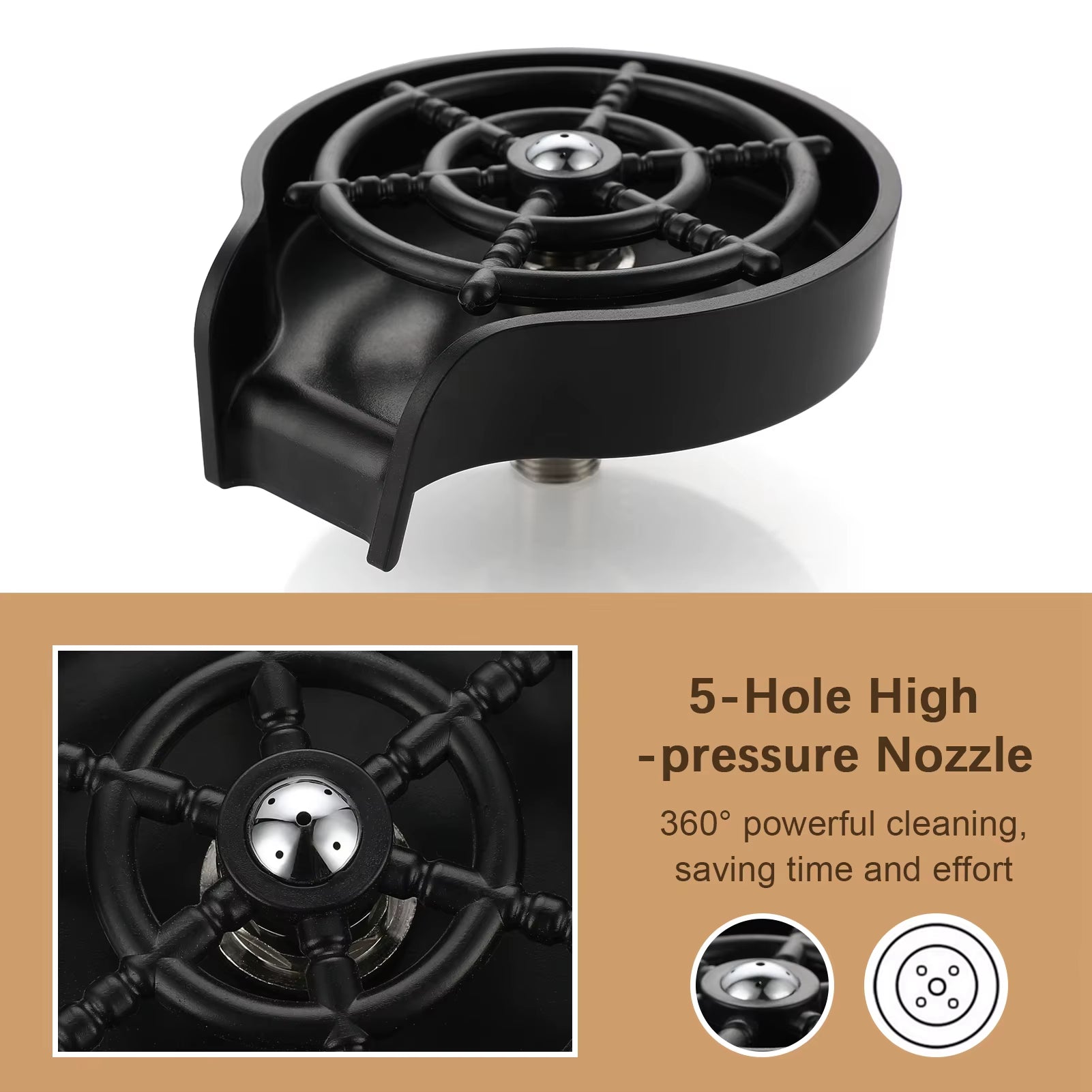 Lass Rinser for Kitchen Sink Bottle Cups Washer for Sink Attachment Bar Glass Rinser ABS Kitchen Sink Accessories