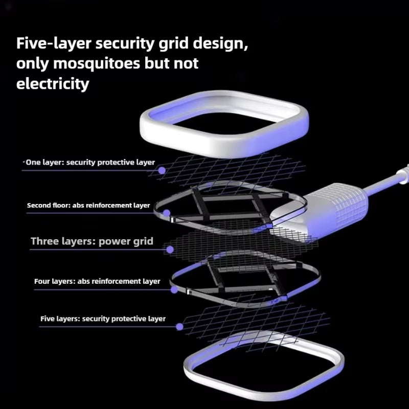 USB Mosquito Swatter Trap Electric Shock Mini Fly Bug Zapper UV Light Portable Insect Racket for Bedroom Pest Control