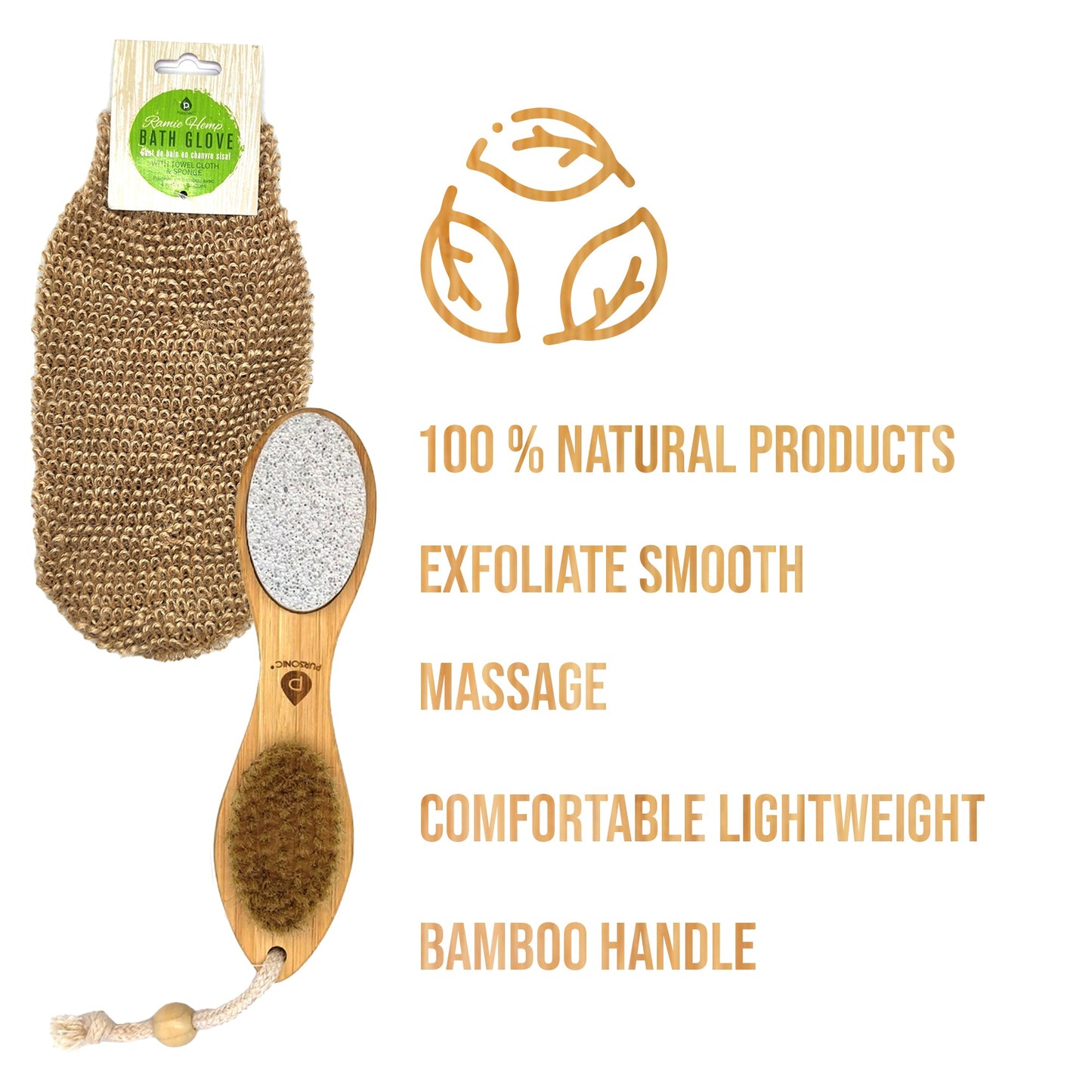 Sisal Hemp Bath Glove and 4-in-1 Foot Scrubber (Bundle)